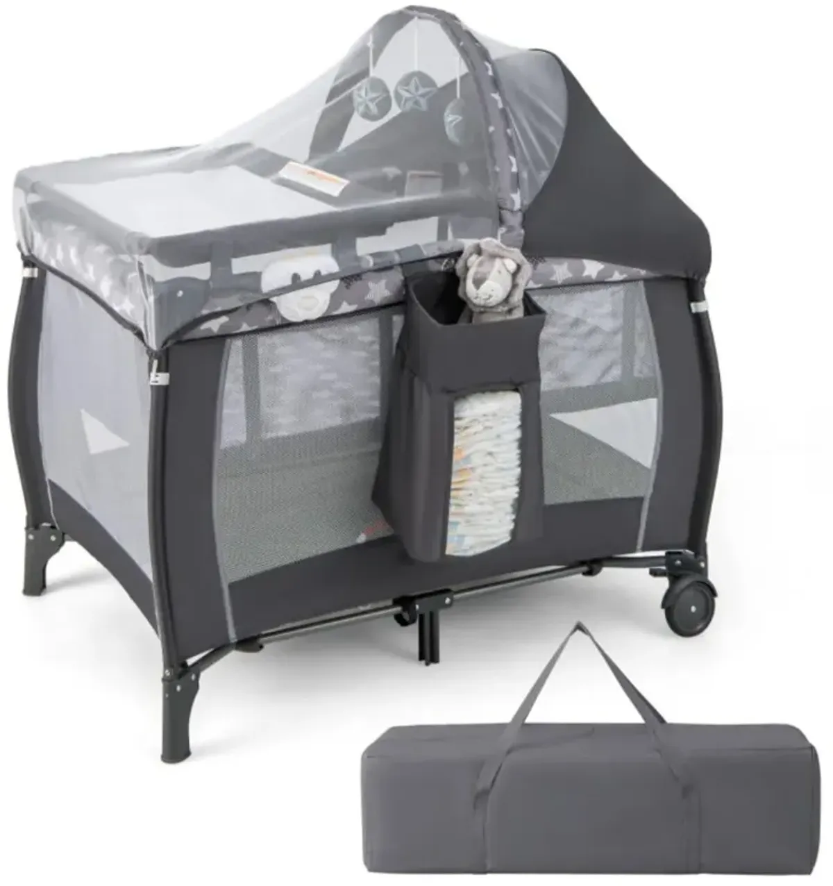 Hivvago Portable Baby Nursery Center 4-in-1 Portable Travel Crib