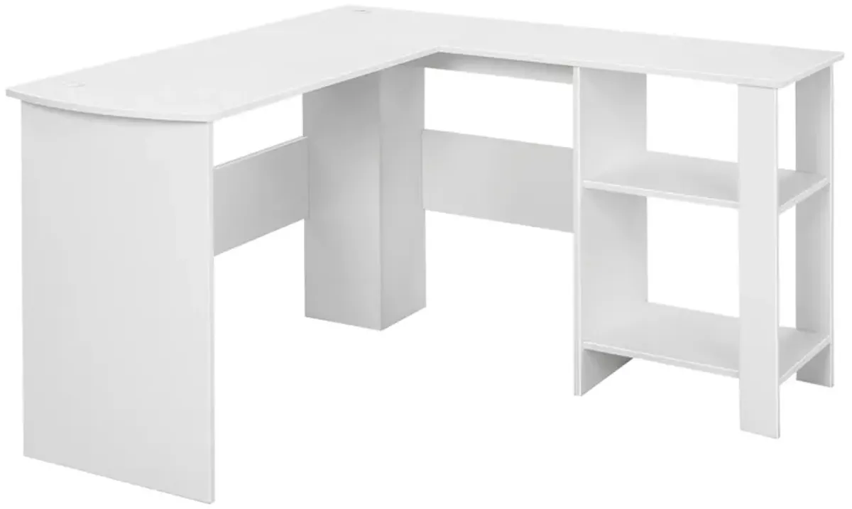 Costway L-shaped Corner Computer Desk Home Office Writing Workstation with Storage Shelves White