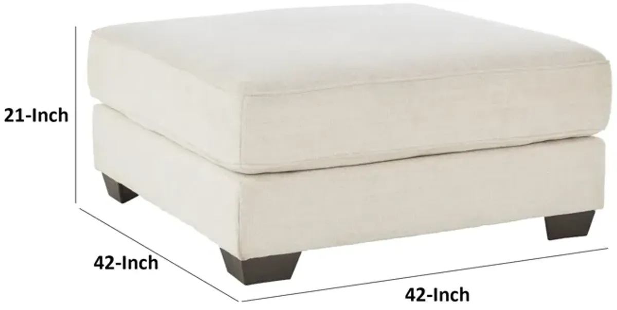 42 Inch Ottoman, Oversized Cushion, Modern Style, Soft Beige Polyester - Benzara