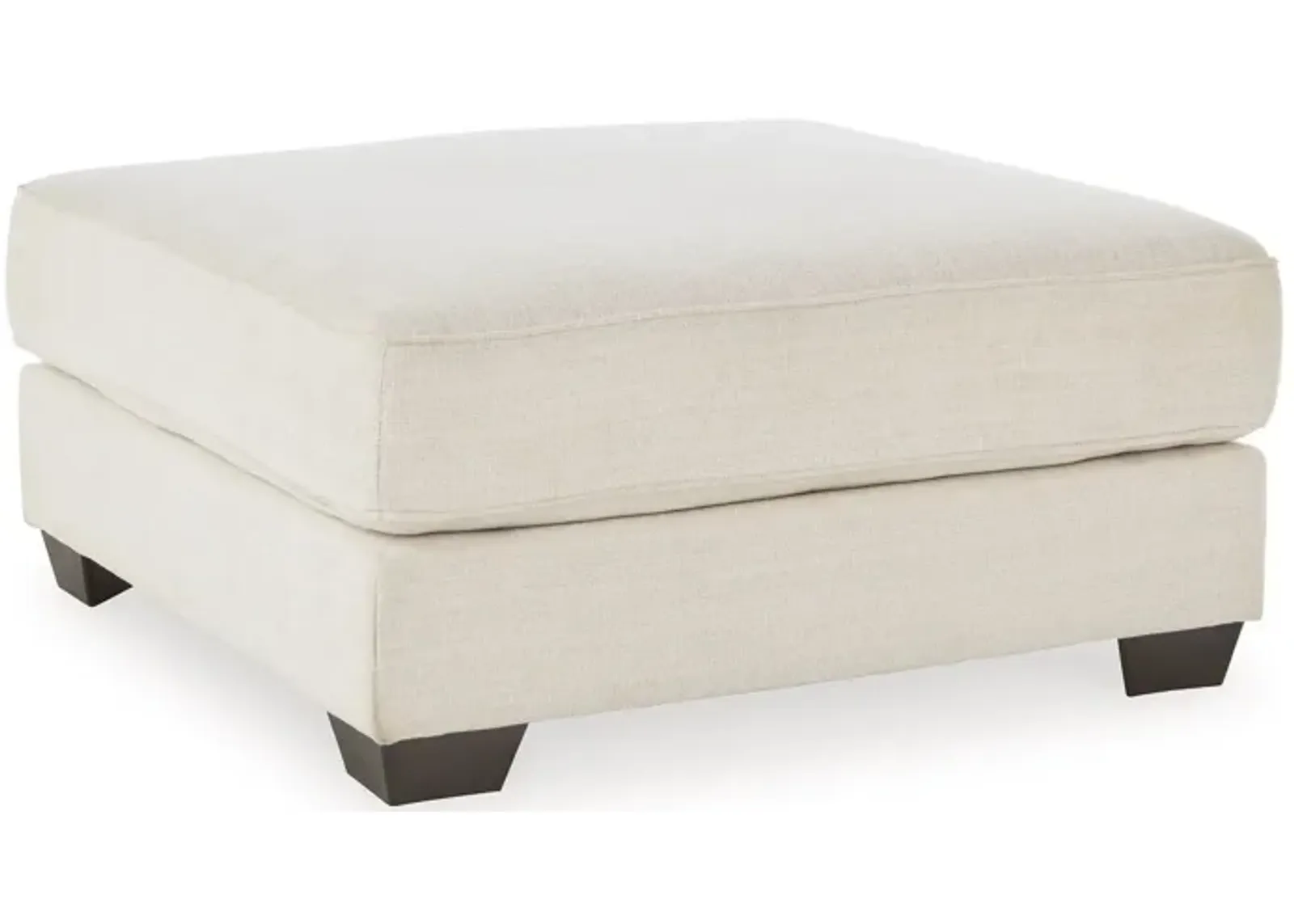 42 Inch Ottoman, Oversized Cushion, Modern Style, Soft Beige Polyester - Benzara