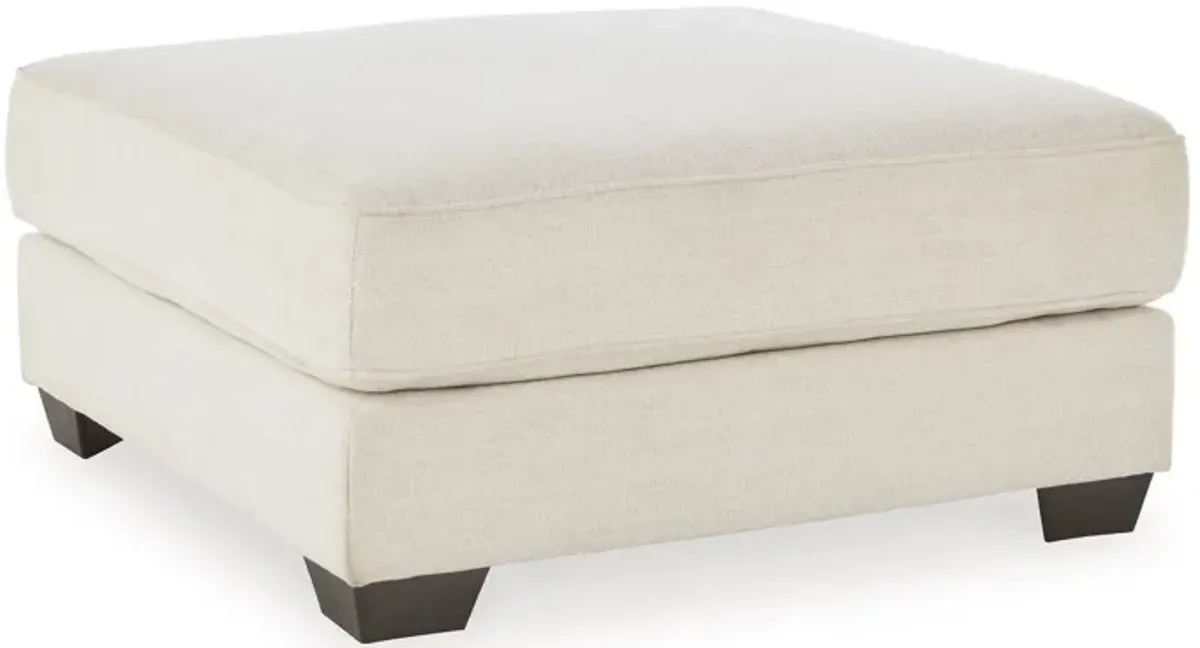 42 Inch Ottoman, Oversized Cushion, Modern Style, Soft Beige Polyester - Benzara