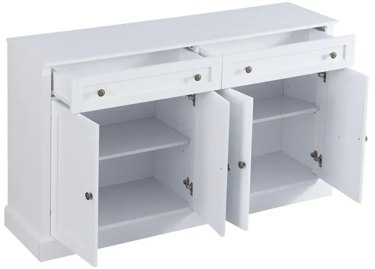 Merax White Sideboard Storage Buffet Cabinet with 2 Drawers