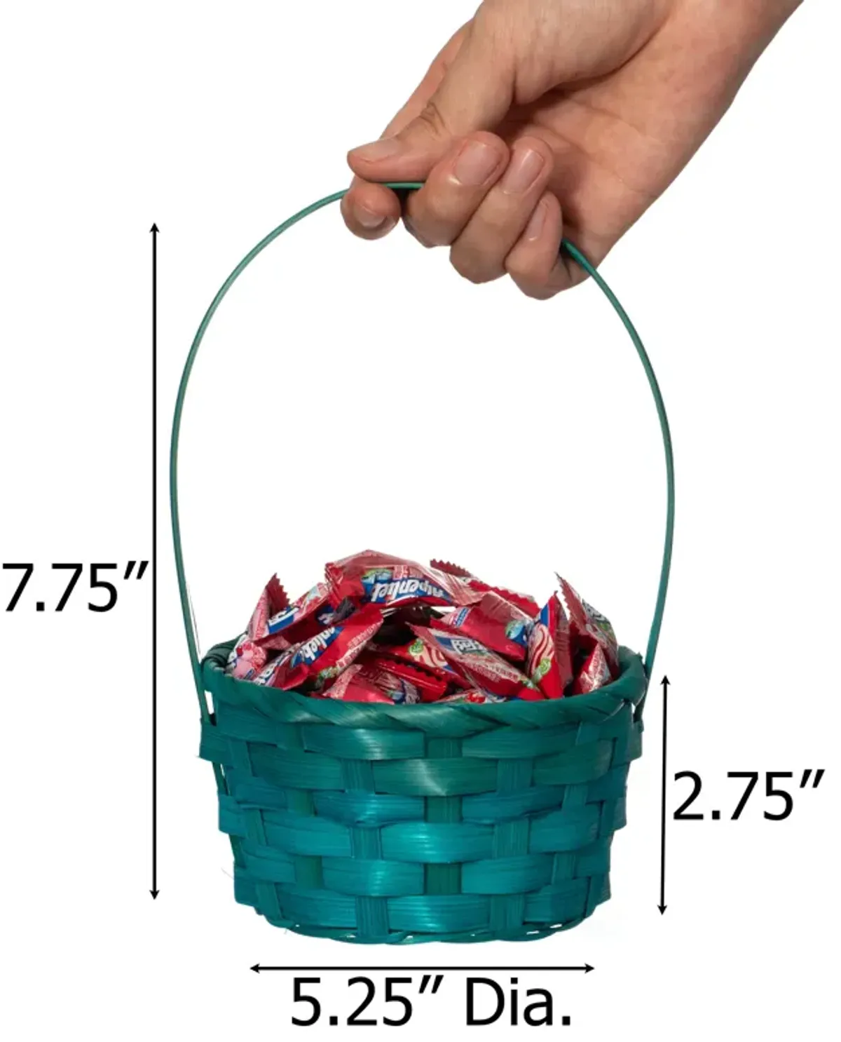 Wickerwise 5 Assorted Color Bamboo Wicker Round Baskets with Handles - Small Buckets for Easter Egg Hunts, Birthday Party Decorations, Gift Packing, Halloween Trick-or-Treating, and Candy Baskets