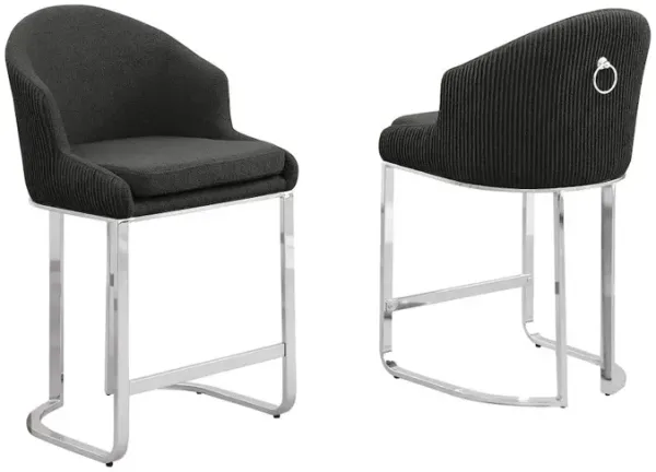 Best Quality Furniture Black With Silver Counter Height, Set Of Two