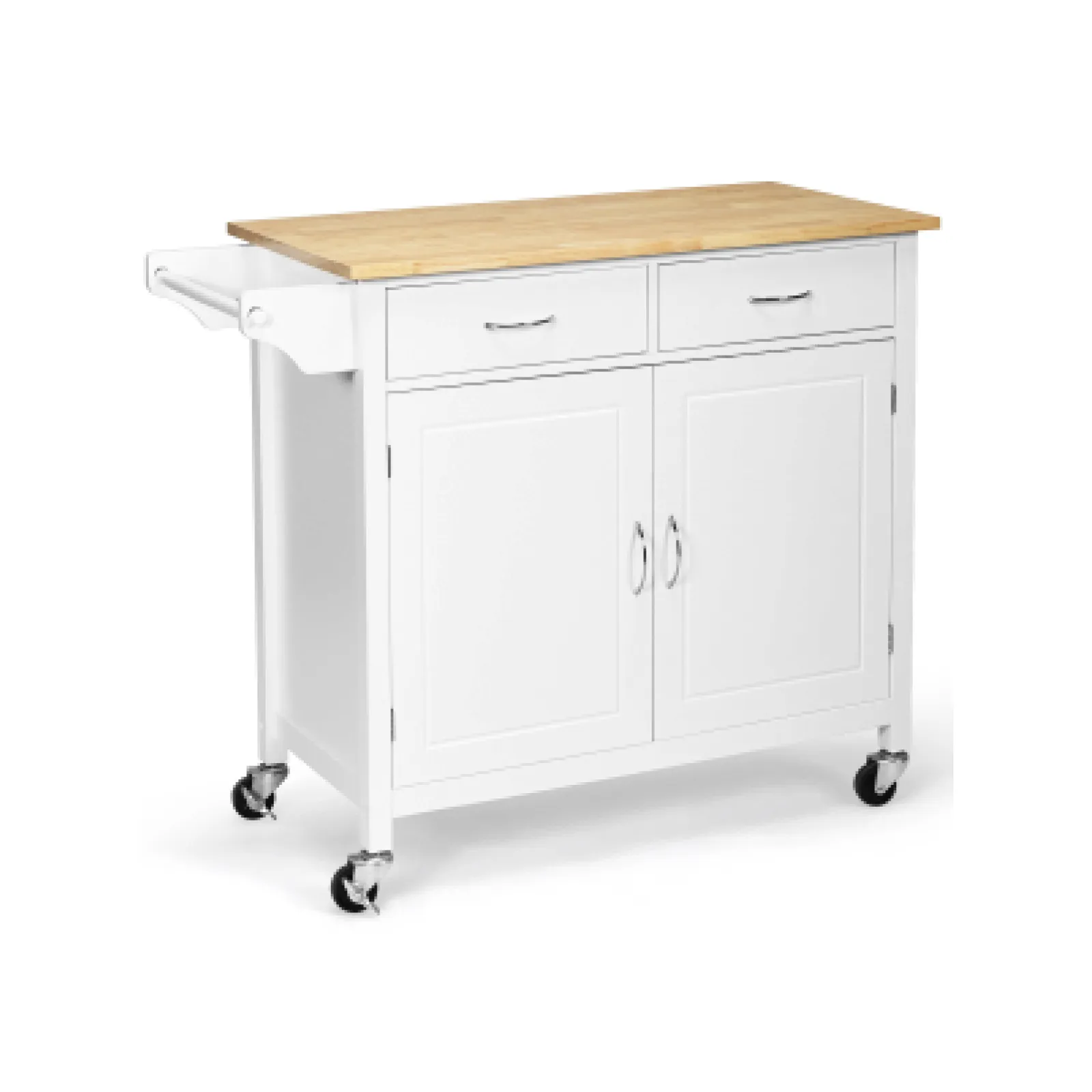 Modern Rolling Kitchen Cart Island with Wooden Top