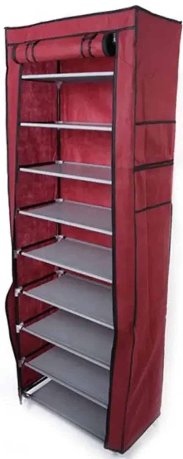 Portable 9-Lattices Non-Woven Fabric Shoe Rack, Space-Saving Storage Solution for Entryway & Bedroom