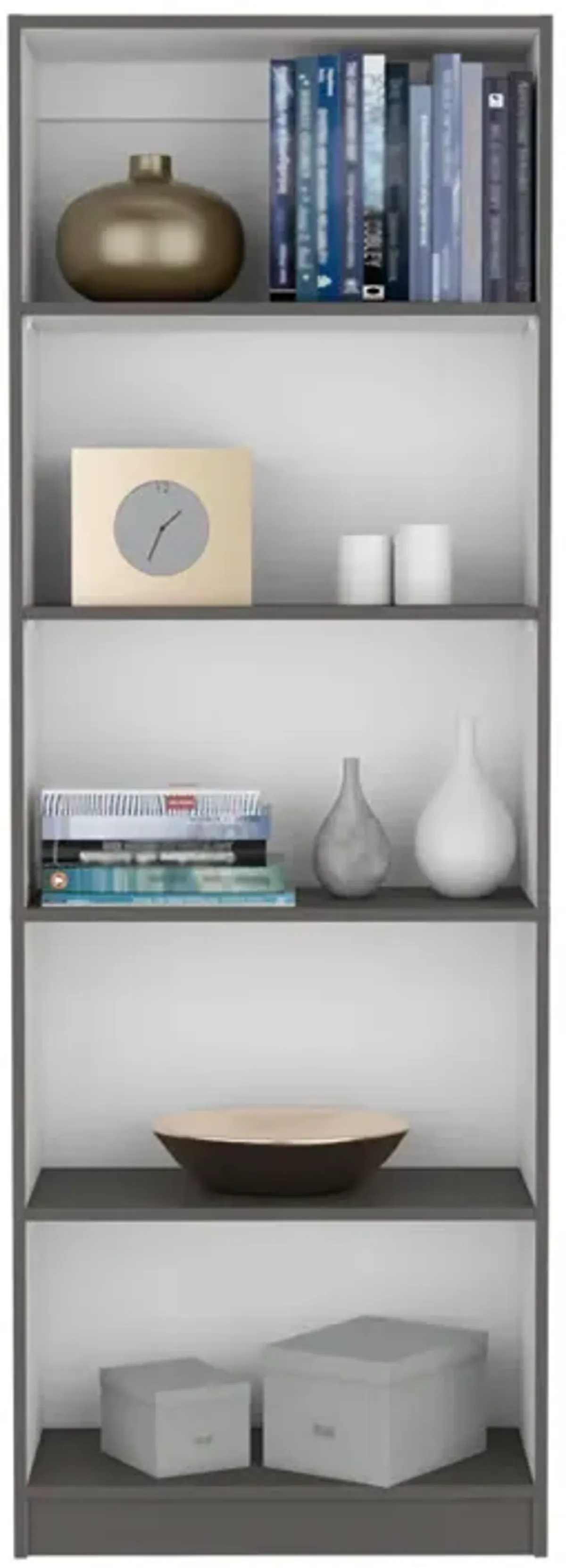 Bookcase 4-Shelves Benzoni, Office, Matt Gray / White