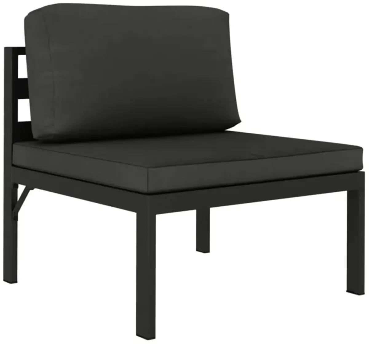 Shina 6pc Outdoor Modular Sofa and Table Set, Black, Gray Cushions - Benzara