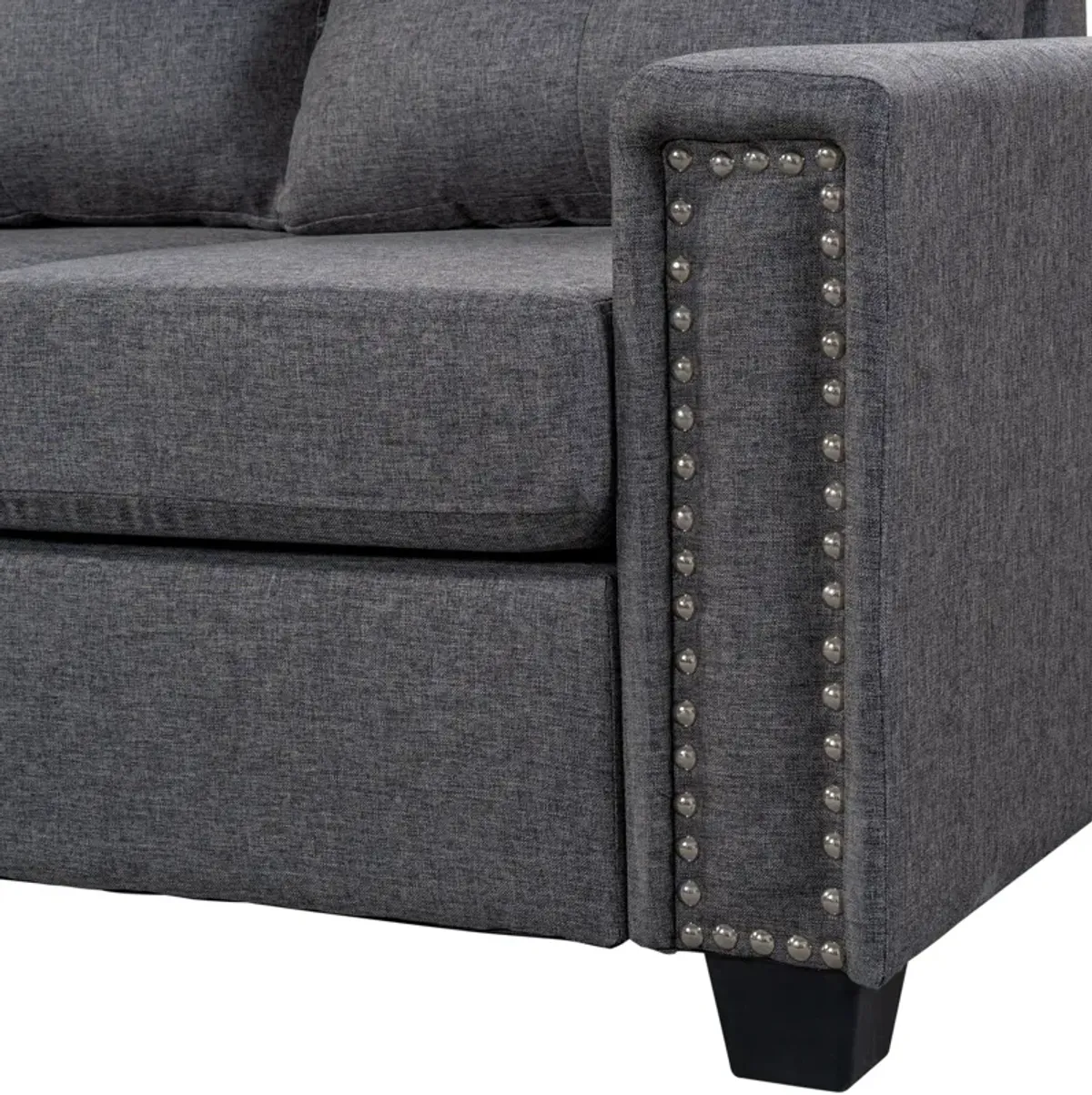 Merax Reversible Sectional Sofa  with Storage Ottoman