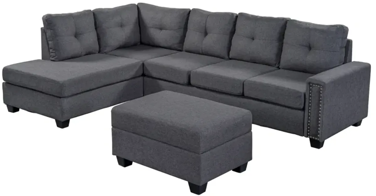 Merax Reversible Sectional Sofa  with Storage Ottoman