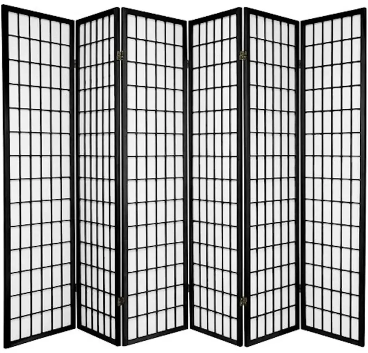 Legacy Decor 6 Panel Japanese Oriental Style Room Screen Divider Black Color