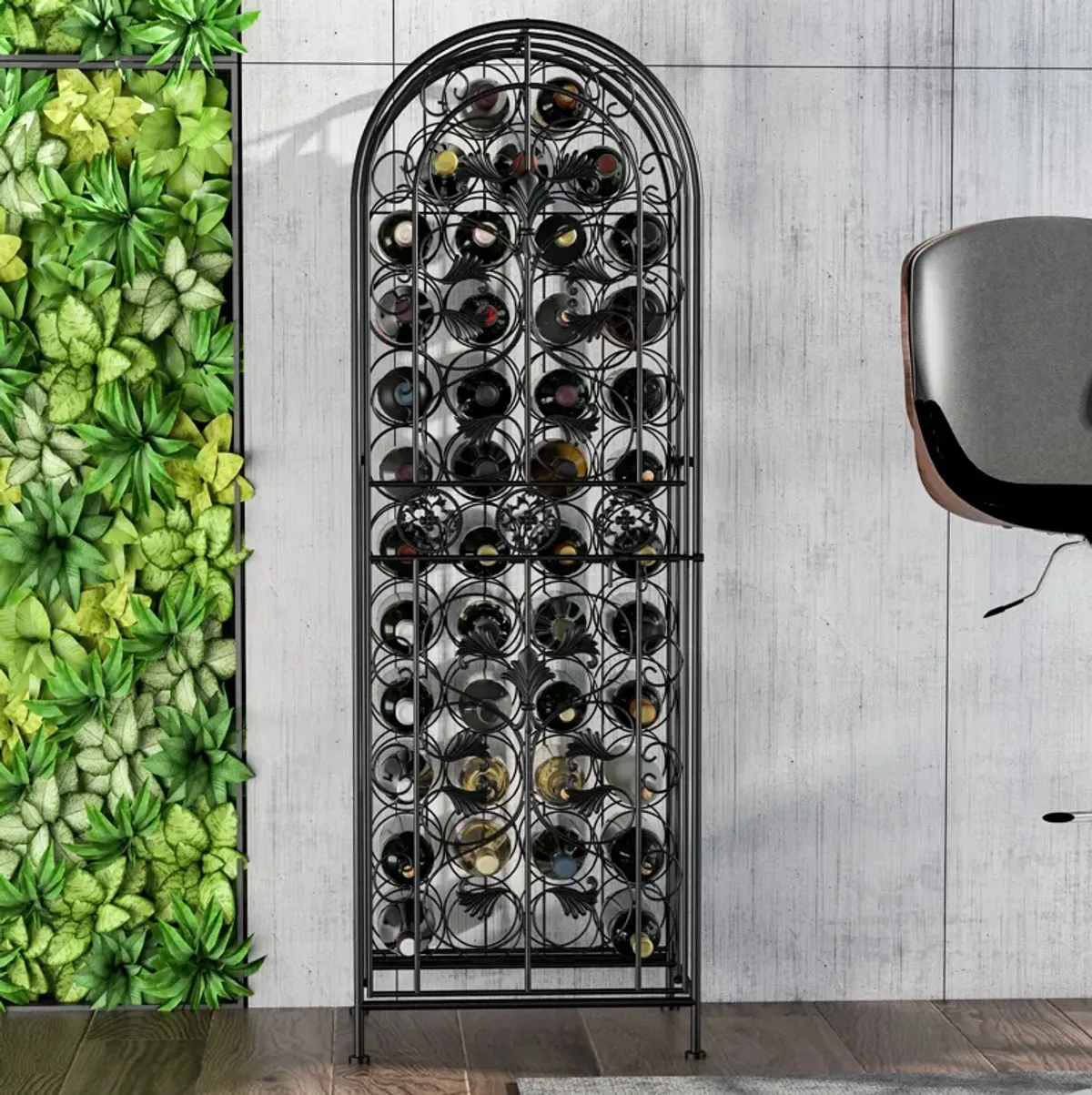 Free Standing Wine Rack 45 Bottle Holder Storage Metal Display Cabinet Home Bar