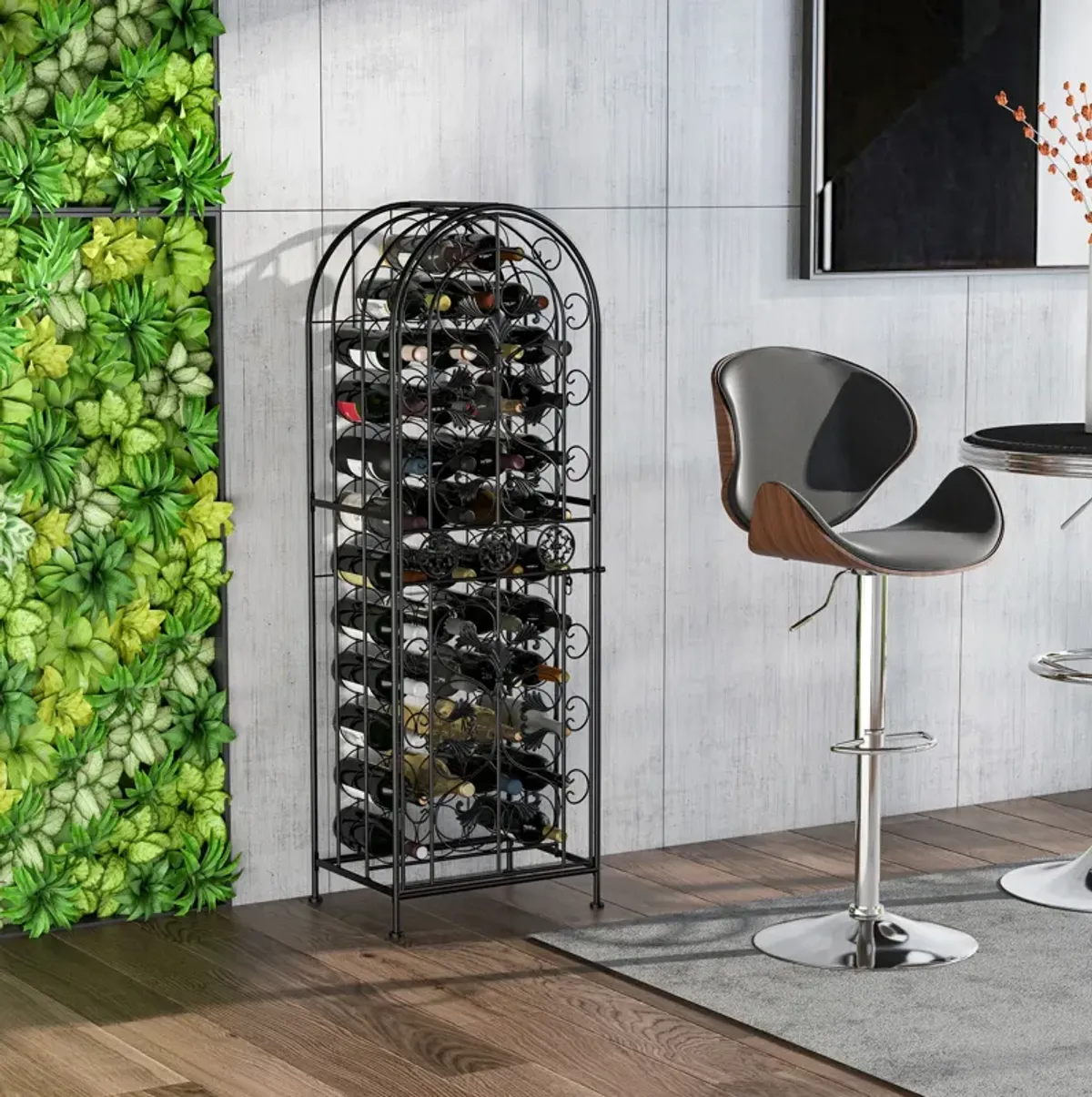 Free Standing Wine Rack 45 Bottle Holder Storage Metal Display Cabinet Home Bar