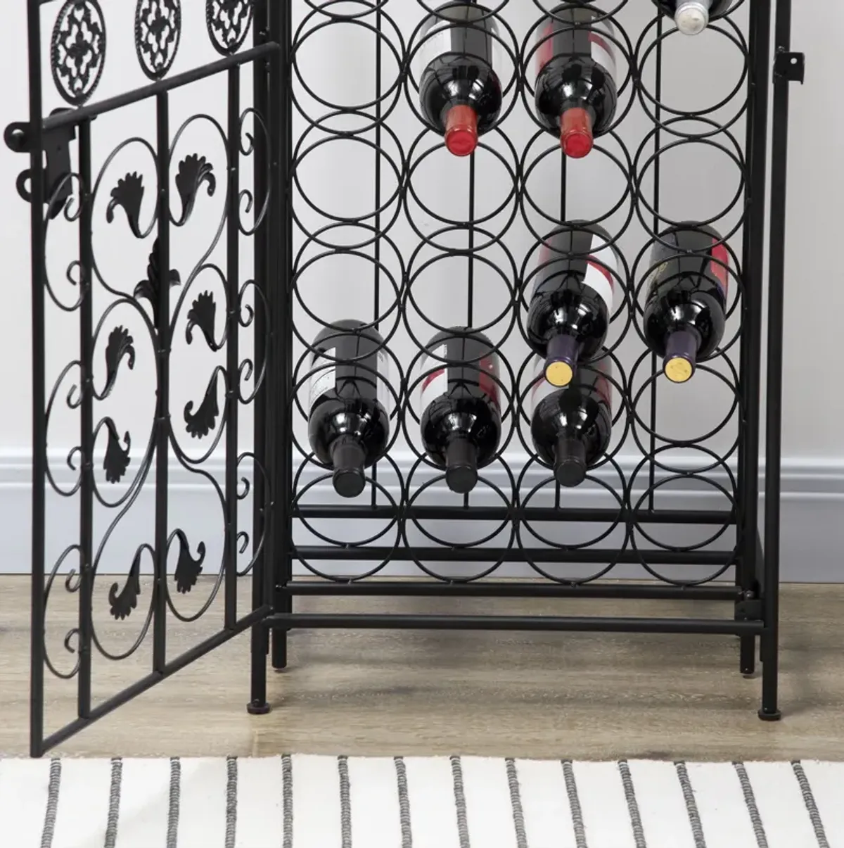 Free Standing Wine Rack 45 Bottle Holder Storage Metal Display Cabinet Home Bar