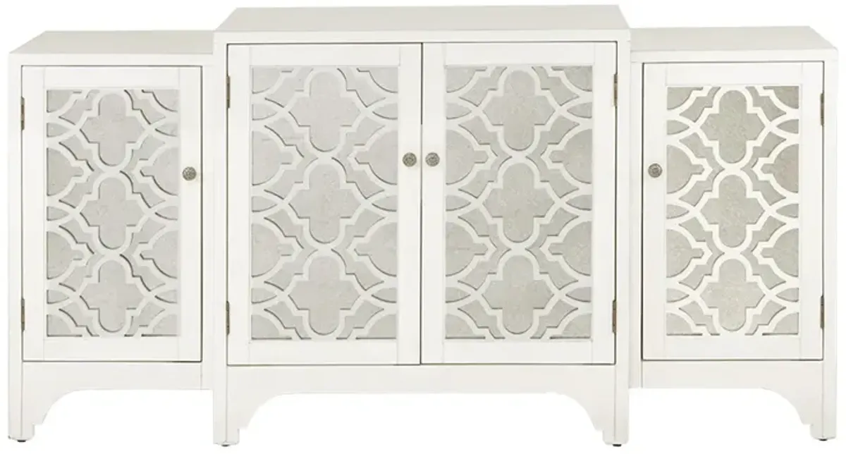 Gracie Mills Roslyn Mirrored Quatrefoil Dining Buffet Kitchen Storage Cabinet