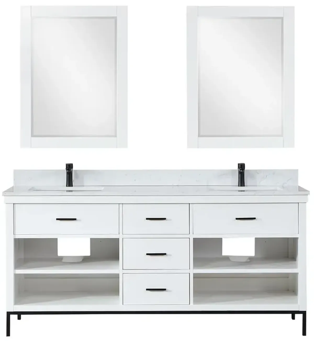 Altair 72 Double Bathroom Vanity Set in White with Mirror