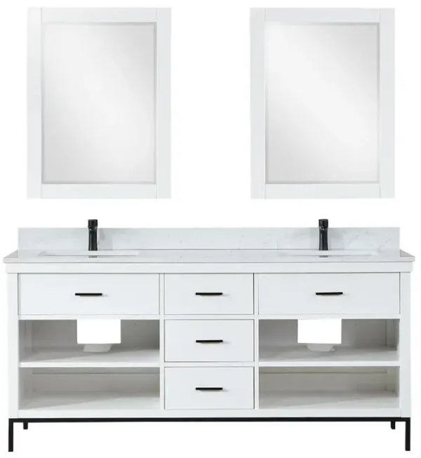 Altair 72 Double Bathroom Vanity Set in White with Mirror