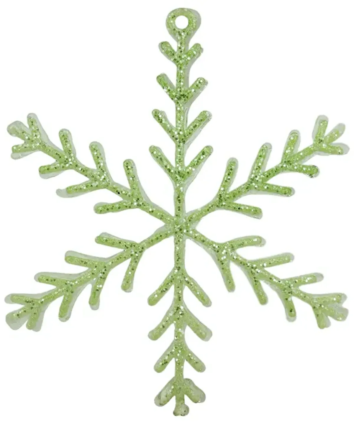 8.75" Green and Clear Glittered Snowflake Christmas Ornament