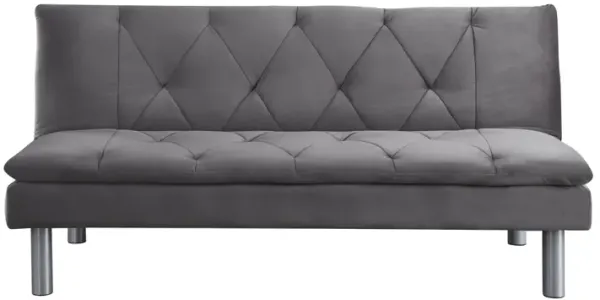 Cilliers Adjustable Sofa, Gray Velvet & Chrome Finish