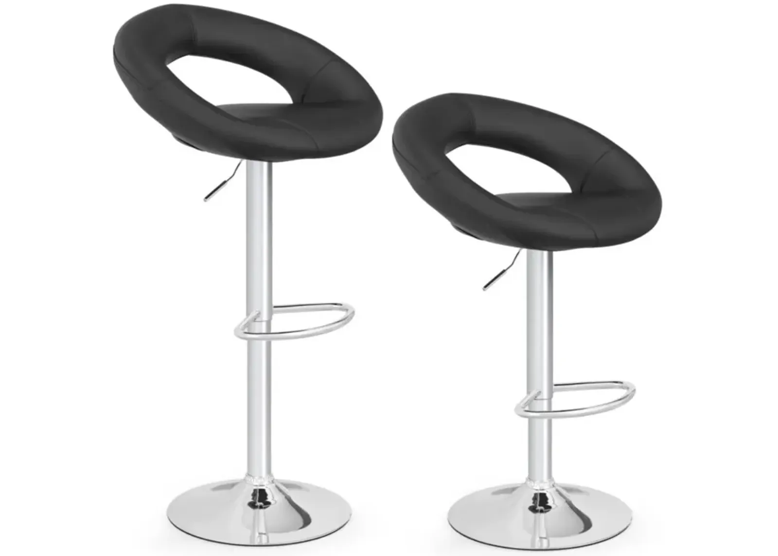 Hivvago Height Adjustable Bar Stools Set of 2 with Hollow Back and Footrest