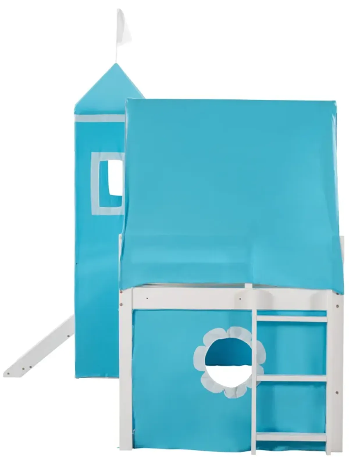 Merax Castle Loft Bed with Slide and Tent