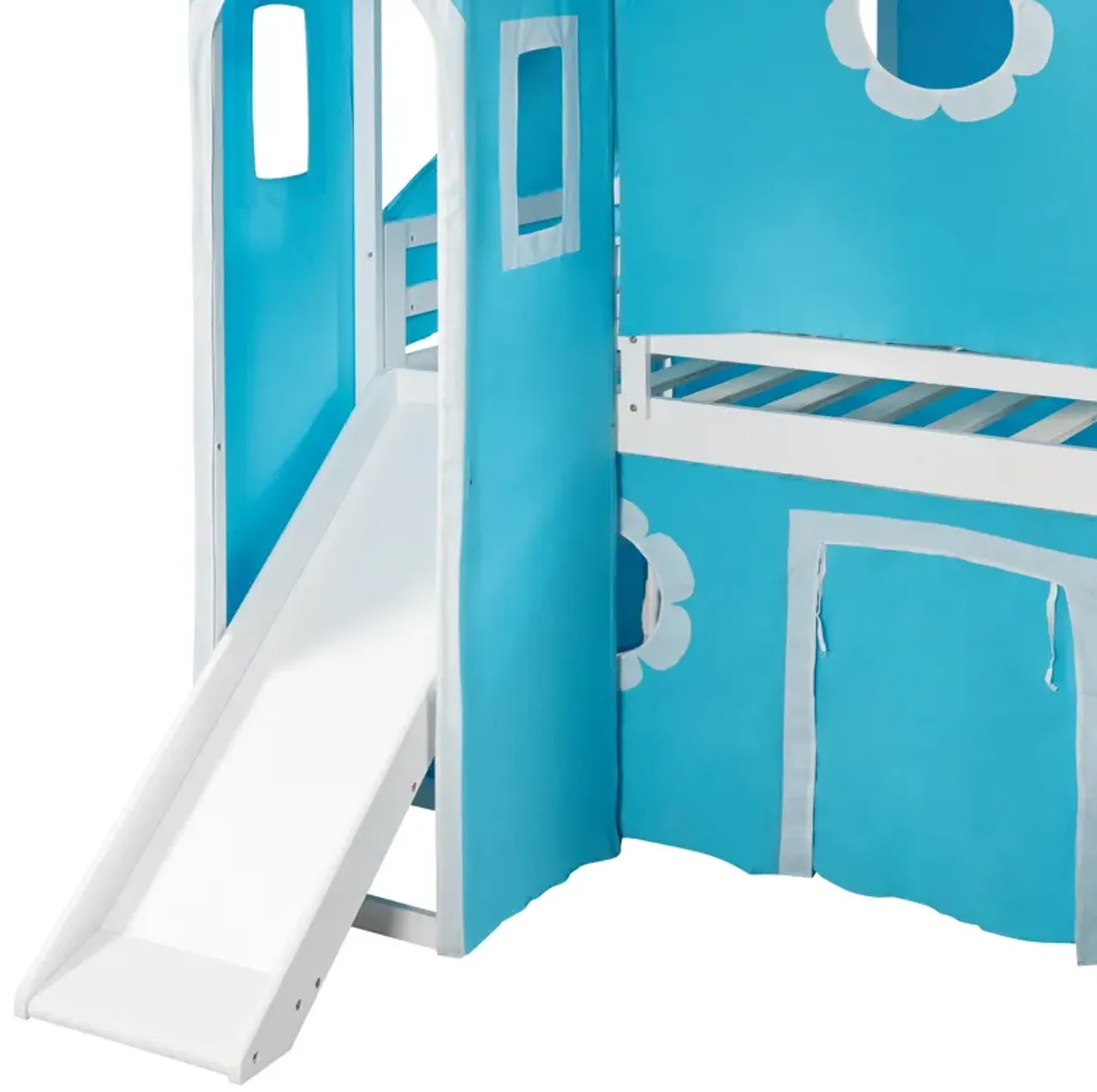 Merax Castle Loft Bed with Slide and Tent