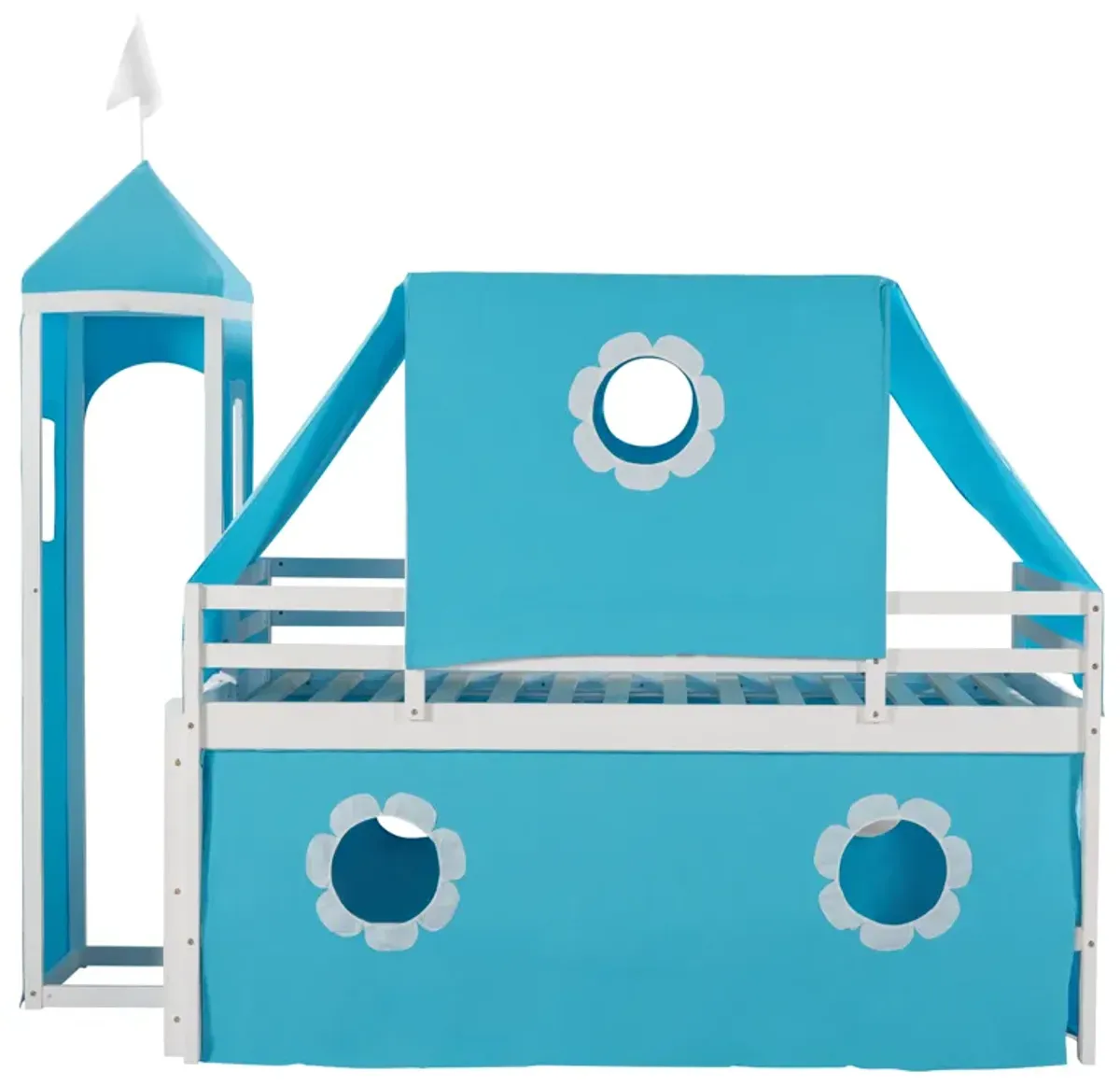 Merax Castle Loft Bed with Slide and Tent