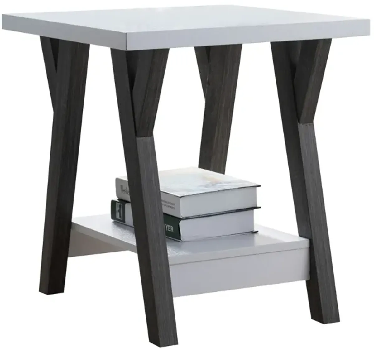 End Table White Distressed Grey