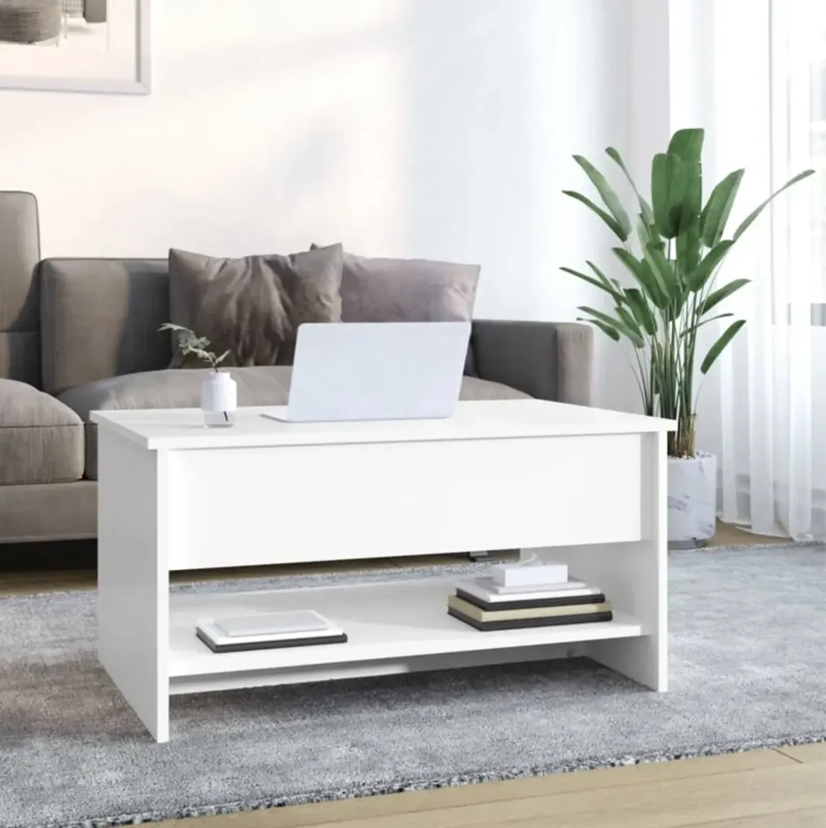 vidaXL Coffee Table High Gloss White 31.5"x19.7"x15.7" Engineered Wood