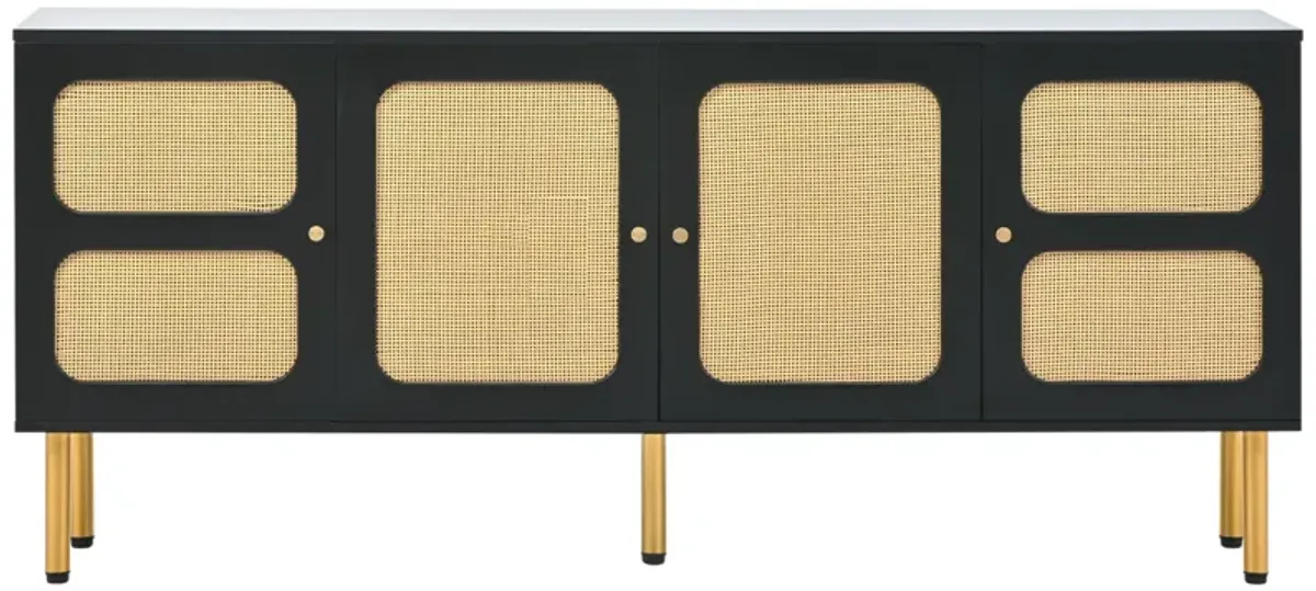 Streamdale Boho TV Stand, Woven Console, Country Style Sideboard