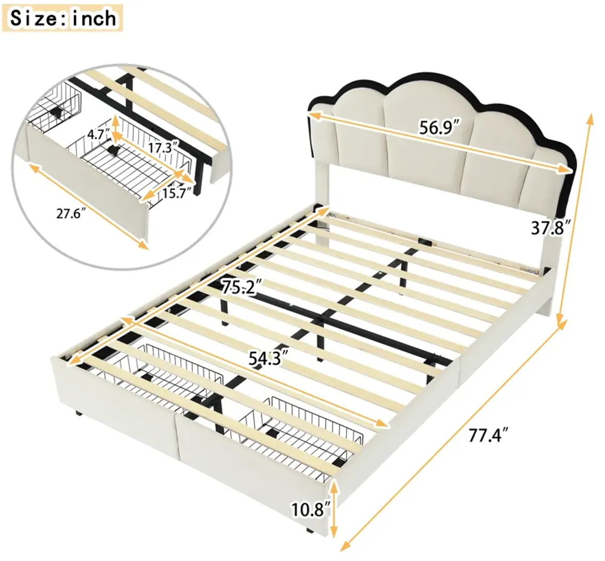 Merax Princess Platform Bed with LED