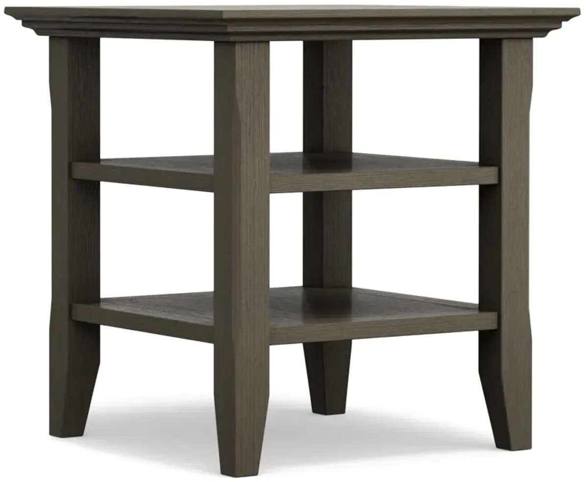 Acadian SOLID WOOD 19 inch Wide Square Transitional End Table in Farmhouse Grey