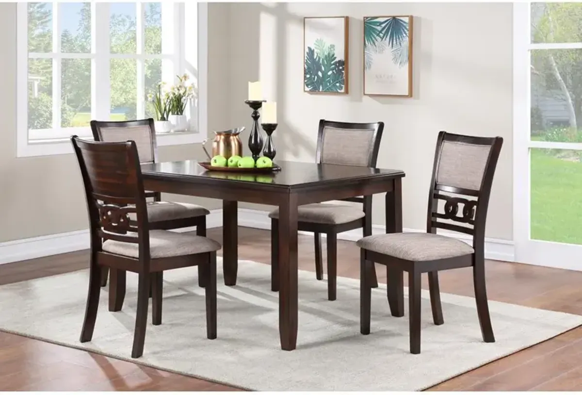 New Classic Furniture Gia 5-Piece 48 Wood Rectangular Dining Set with 4 Chairs in Cherry