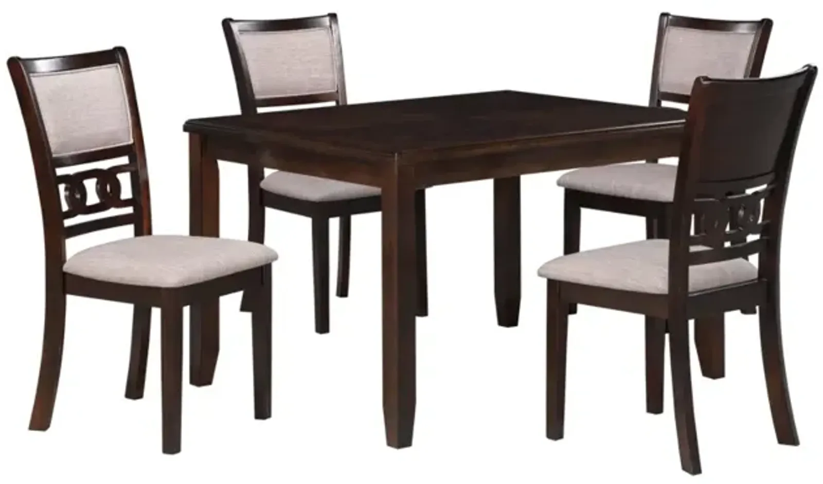 New Classic Furniture Gia 5-Piece 48 Wood Rectangular Dining Set with 4 Chairs in Cherry