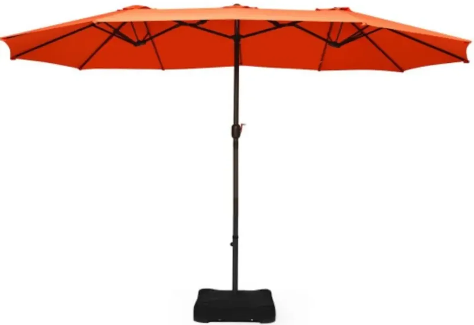 15 Feet Extra Large Patio Double Sided Umbrella with Crank and Base