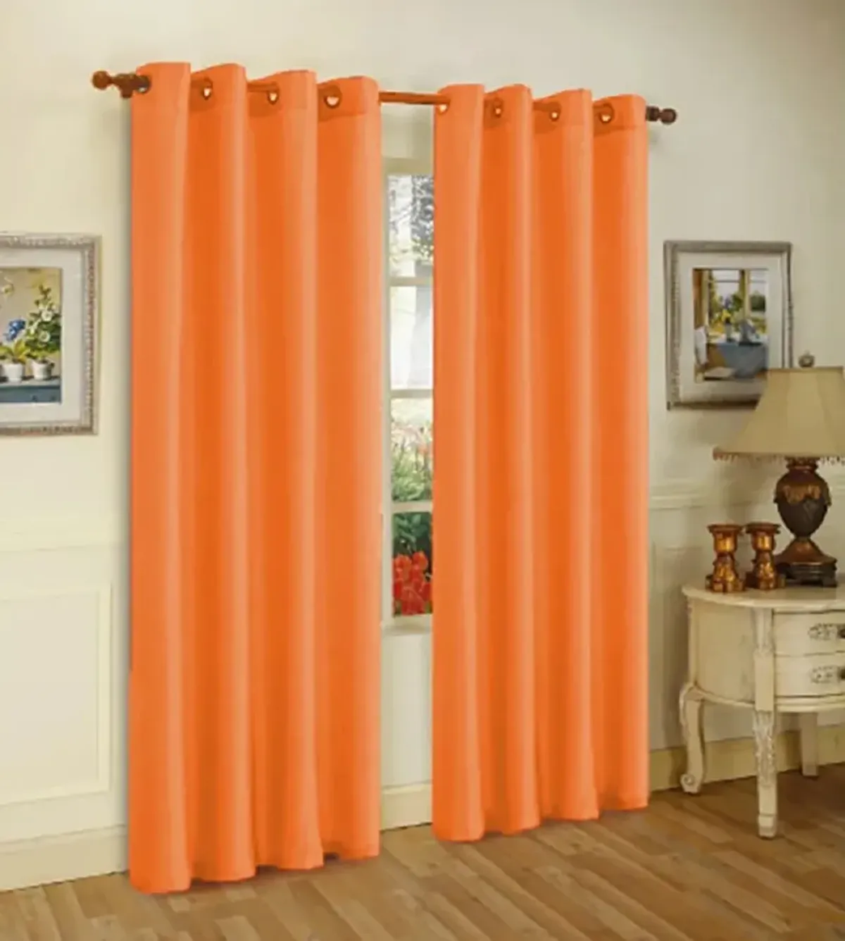 J&V TEXTILES Solid Grommet Faux Silk Window Curtain Drapes Treatment in 84" Length- Set of 2