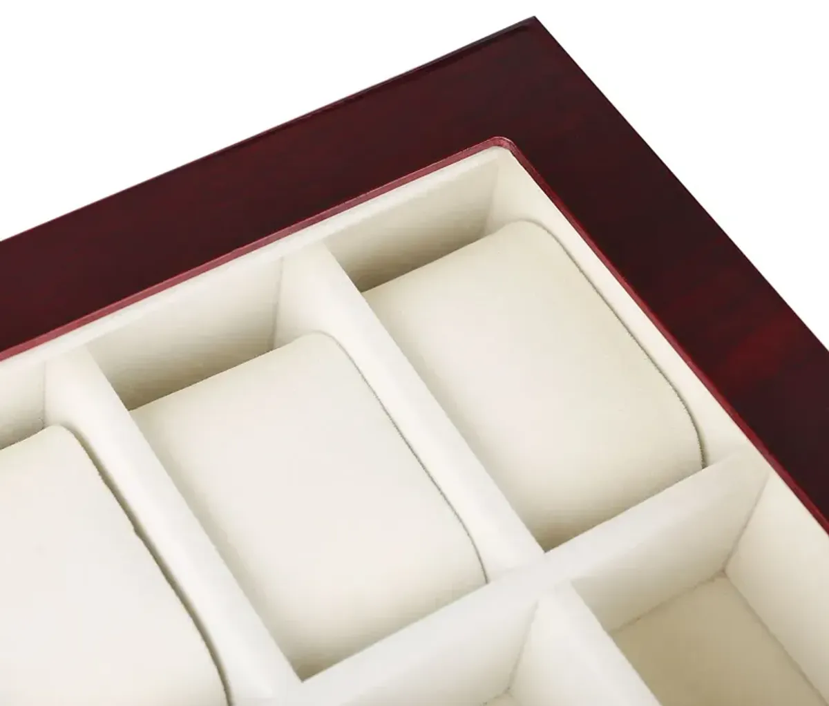 Cherry Watch Box with 10 Slots Large Glass Top Display Case and Storage Organizer