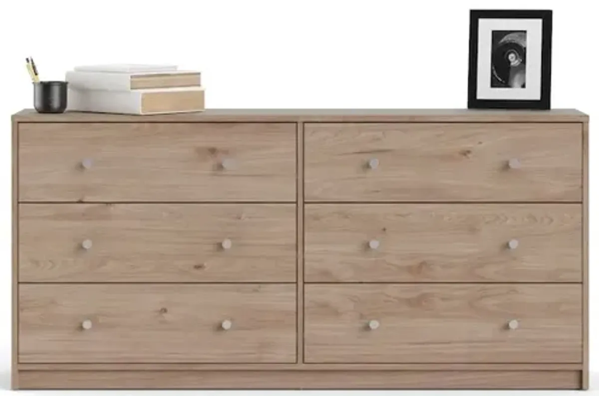 Tvilum Portland 6 Drawer Double Dresser, Jackson Hickory