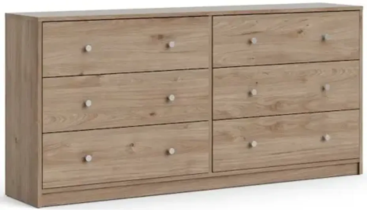 Tvilum Portland 6 Drawer Double Dresser, Jackson Hickory