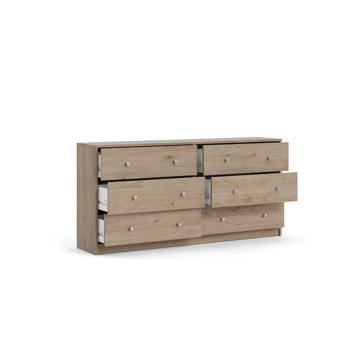 Tvilum Portland 6 Drawer Double Dresser, Jackson Hickory