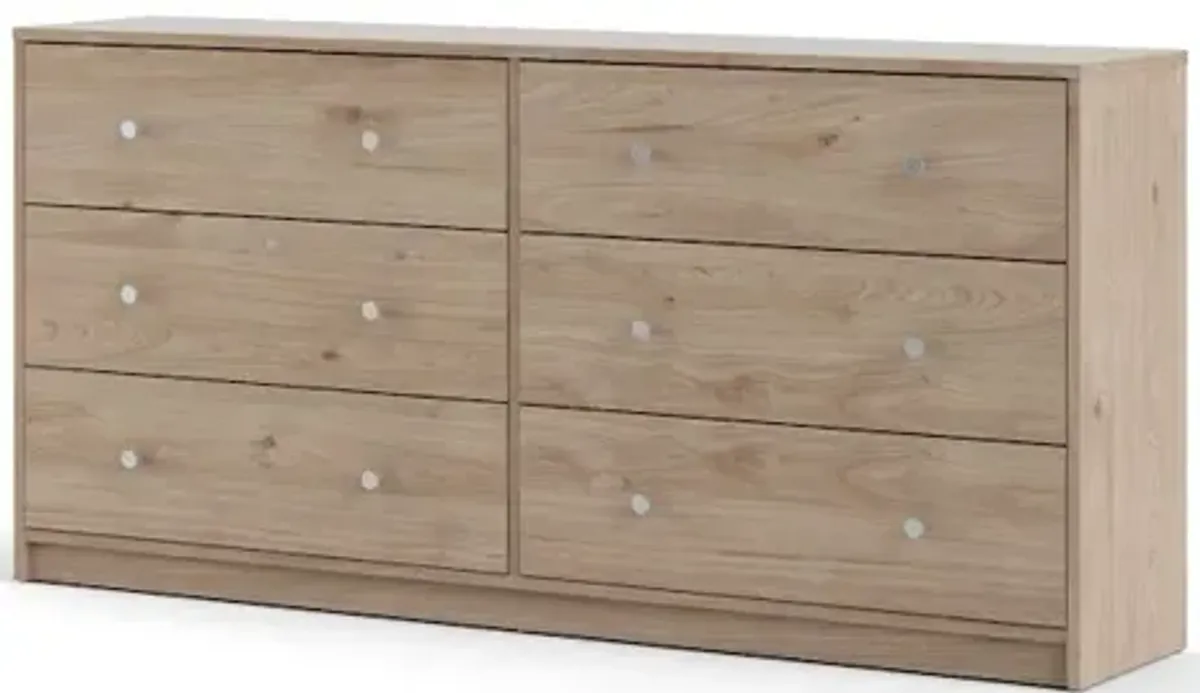 Tvilum Portland 6 Drawer Double Dresser, Jackson Hickory