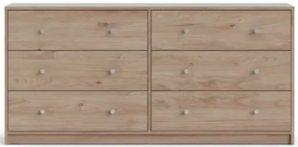 Tvilum Portland 6 Drawer Double Dresser, Jackson Hickory