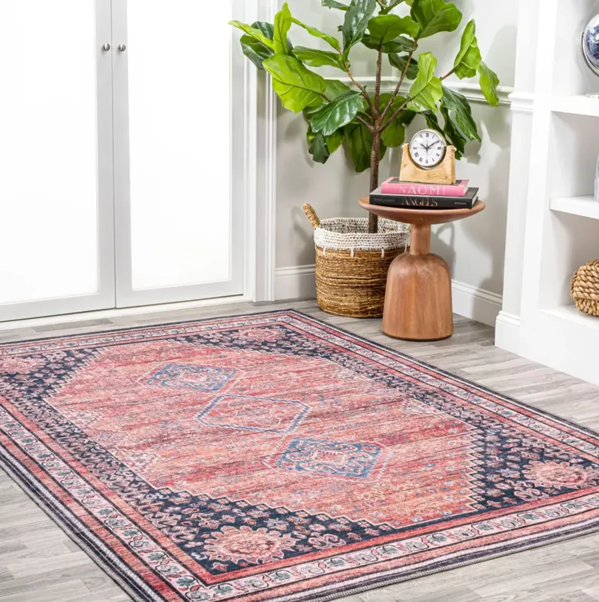 Dalyan Geometric Medallions Machine-Washable Area Rug