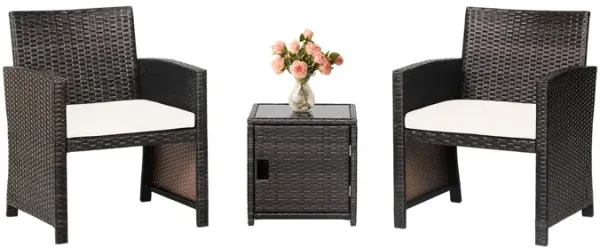 3 Pieces Patio Rattan Wicker Bar Dining Furniture Set