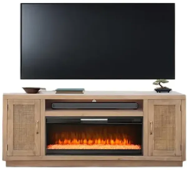 Sunny Designs 78 Cane Media Console with Electric Fireplace