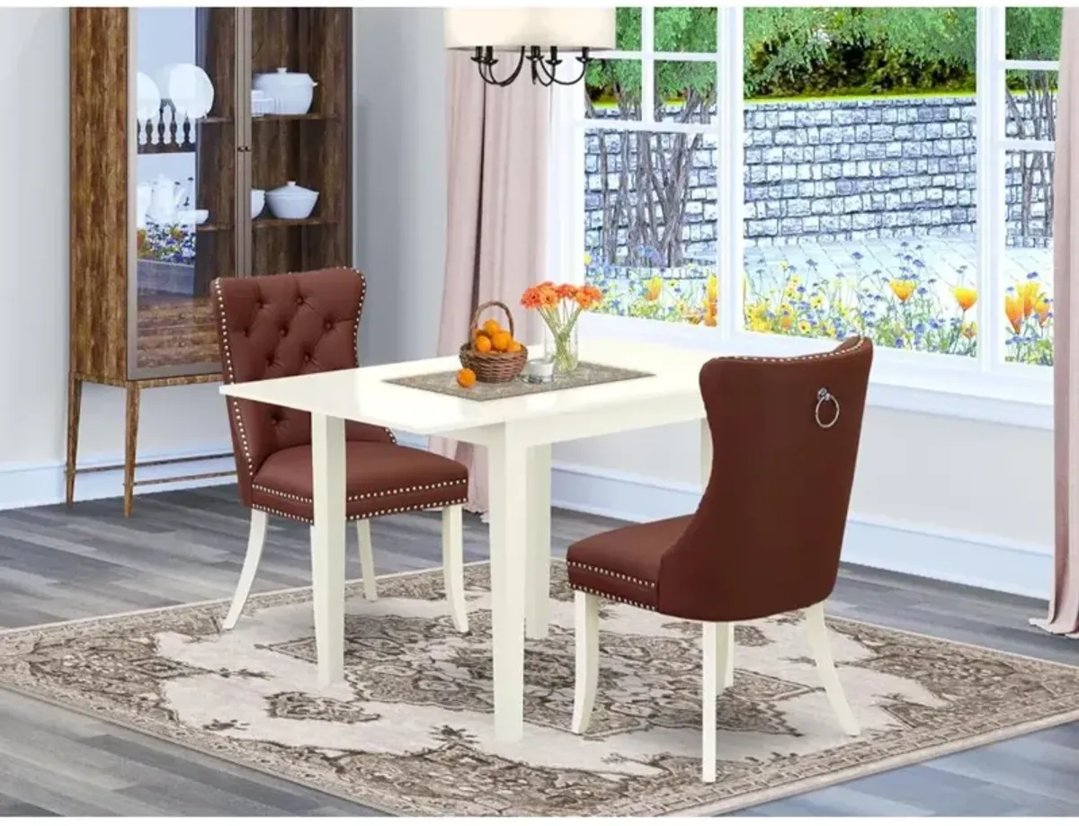 3 Piece Dinette Set Consists of a Rectangle Dining Table with Dropleaf