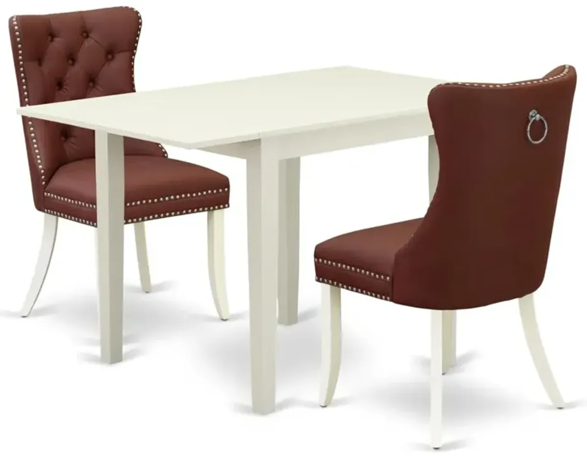 3 Piece Dinette Set Consists of a Rectangle Dining Table with Dropleaf