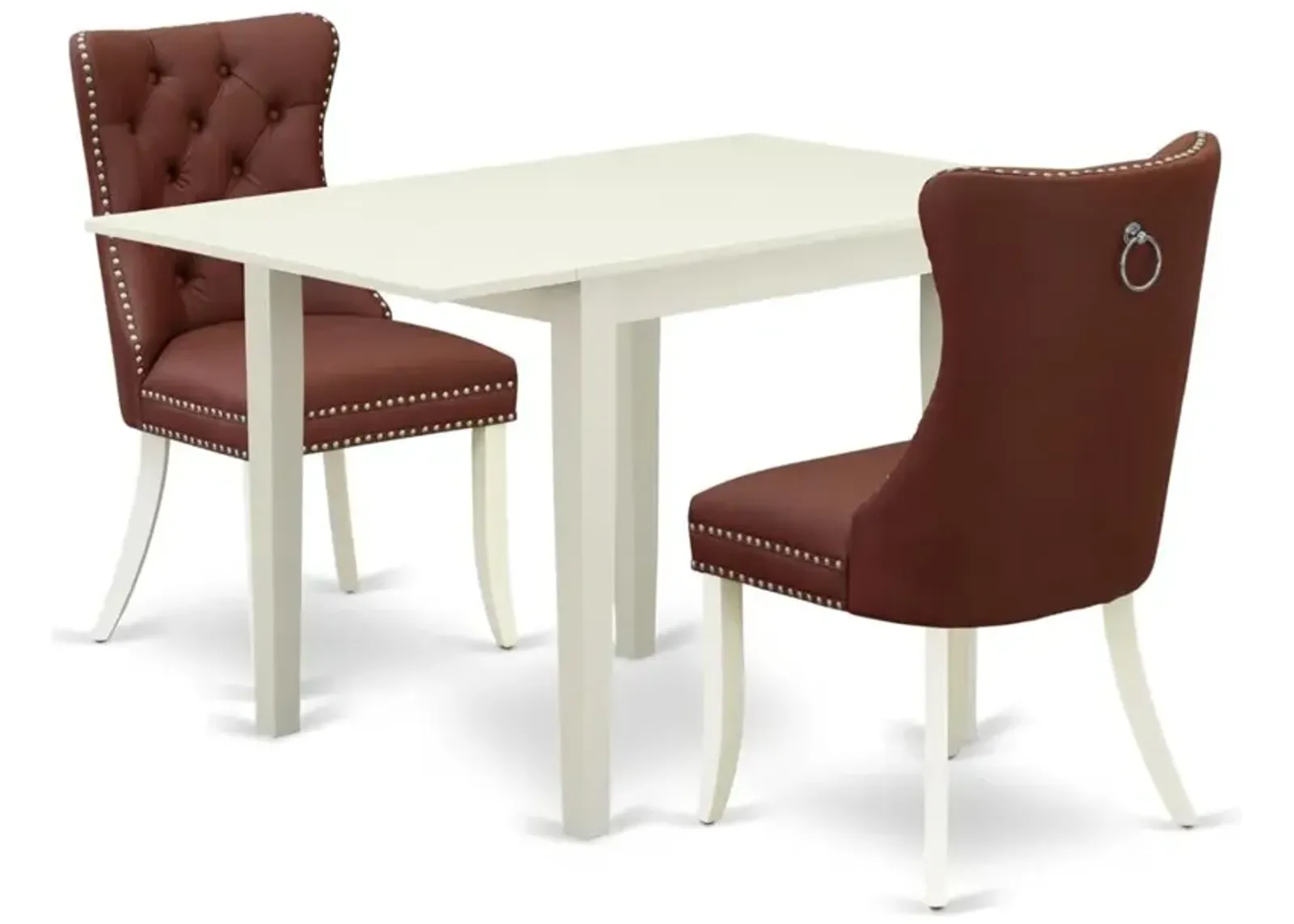 3 Piece Dinette Set Consists of a Rectangle Dining Table with Dropleaf