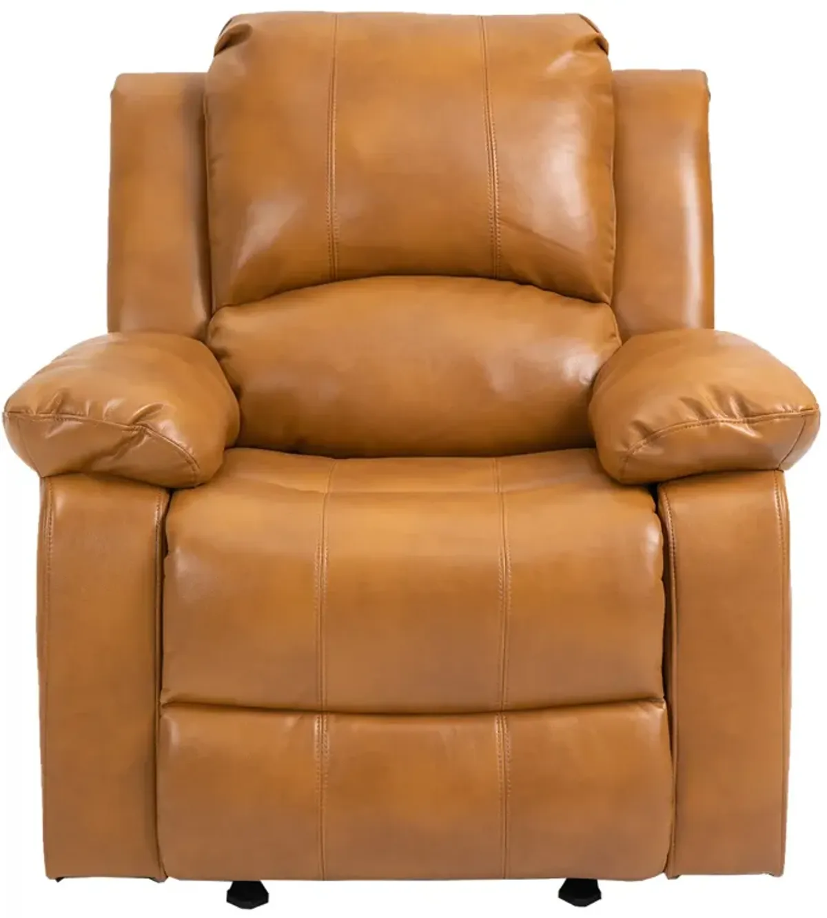 Brown Heavy Duty Faux Leather 8-Point Massage Glider Recliner with Remote Control and Side Pocket