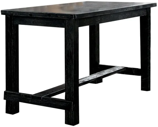 Rectangular Counter Height Table with Block Legs, Antique Black-Benzara